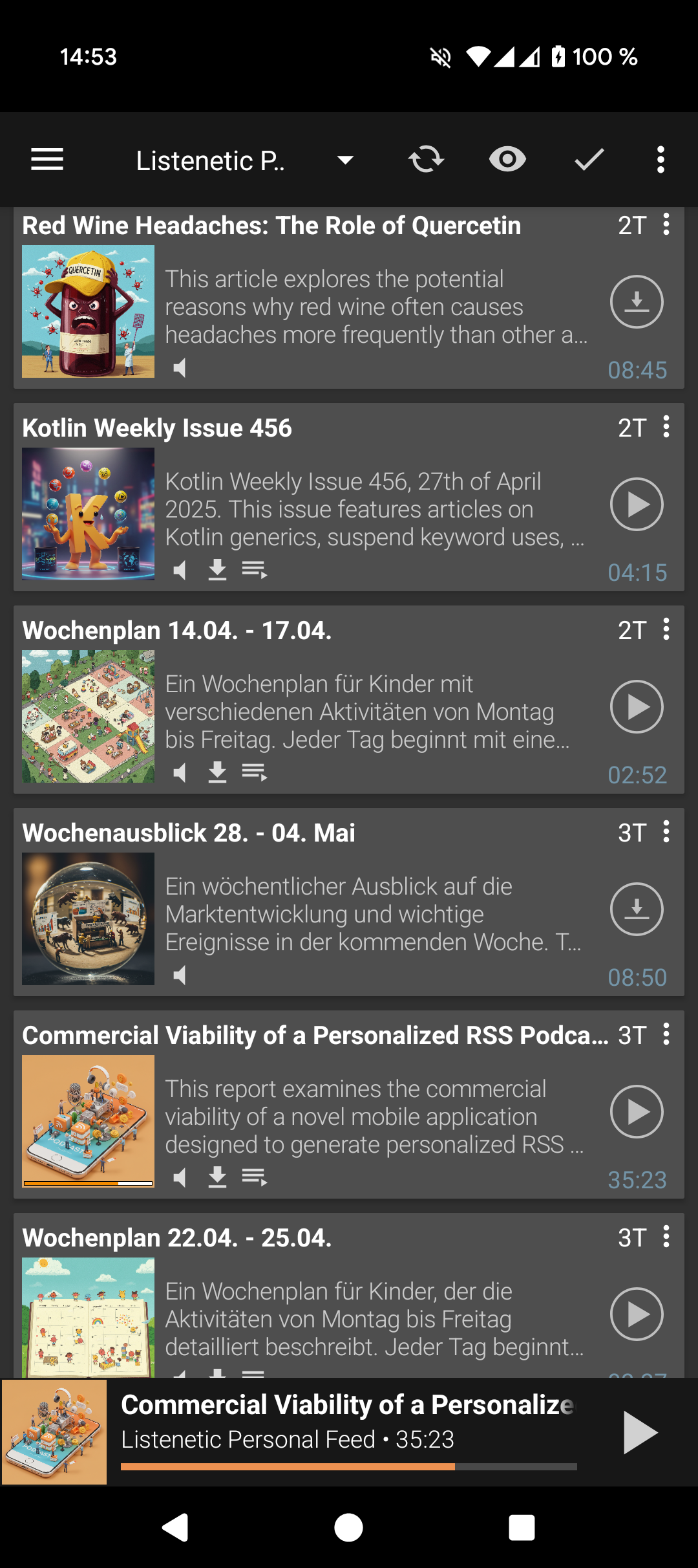 Listenetic feed in Podcast Addict app